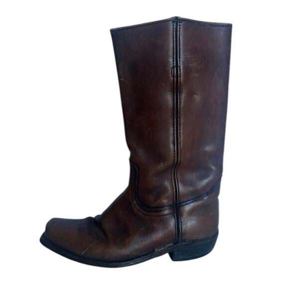 Vintage Frye Original Campus Pull On Genuine Leather Tall Boots In Brown 10.5 - Picture 9 of 12